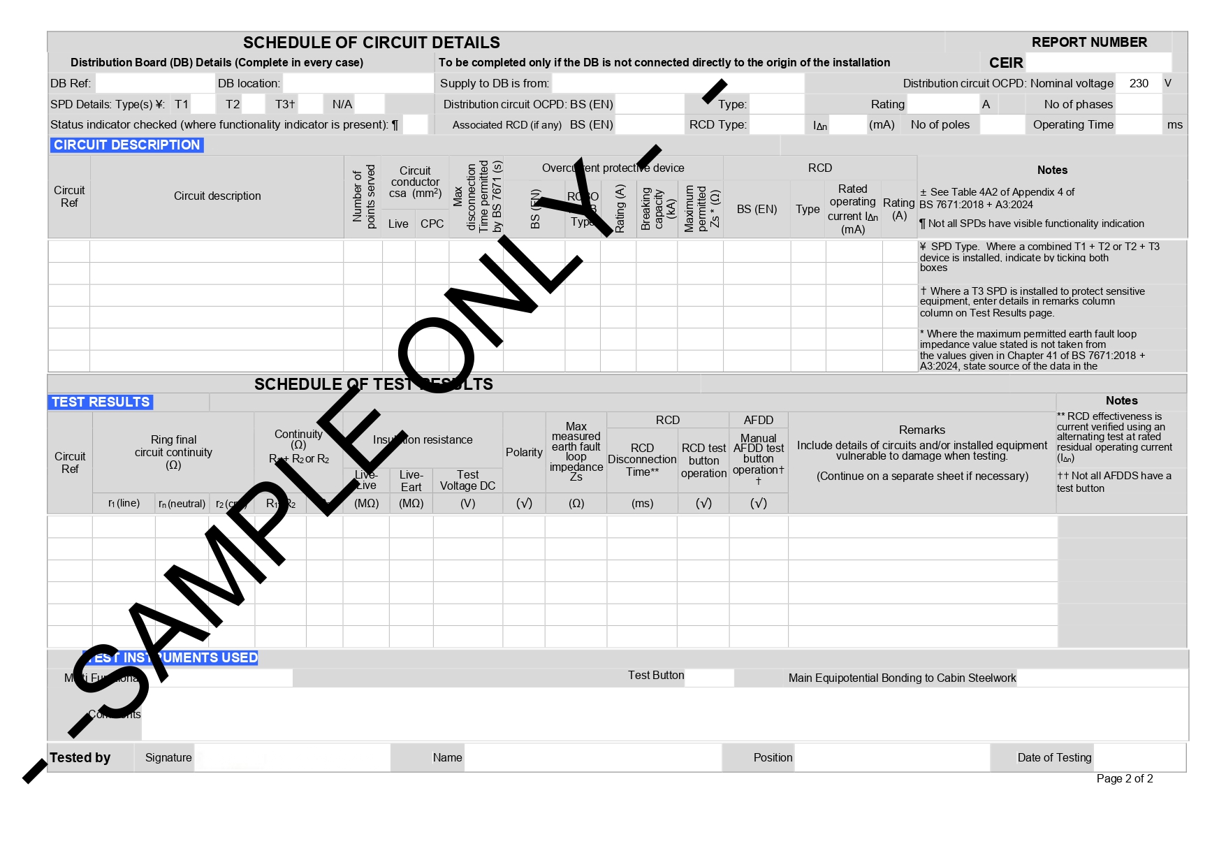 Portable Cabin Inspection Report (CEIR) - page 2 preview